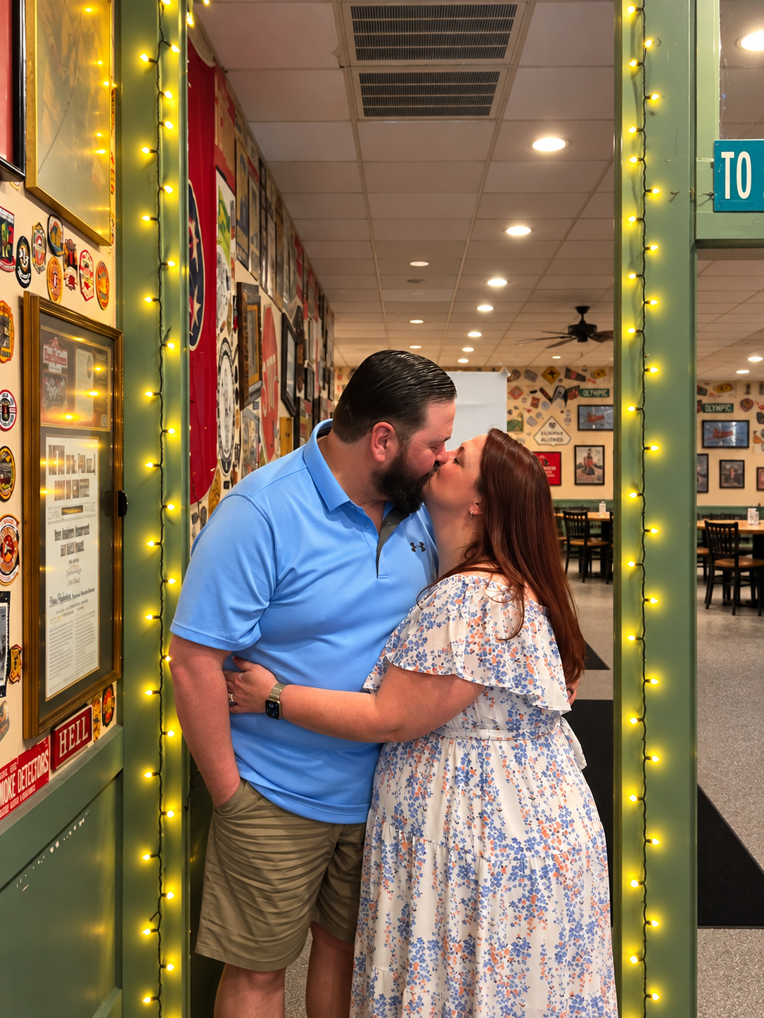 Couple's first kiss